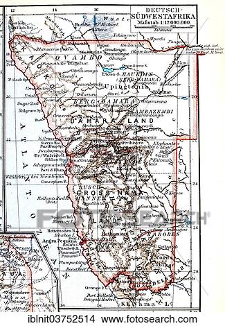 "Map of the former colony of German South-West Africa, now Namibia, Meyers Konversations-Lexikon encyclopedia 1897" View Large Photo Image Picture - "Map of the former colony of German South-West Africa, now Namibia, Meyers Konversations-Lexikon encyclopedia 1897". Fotosearch