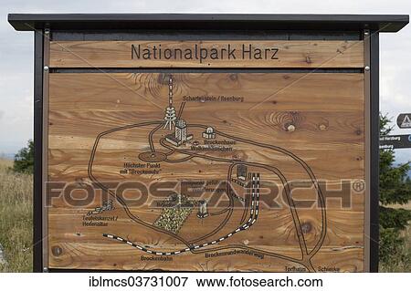 Stock Photo - "Map of the Mt Brocken summit plateau area, Brocken, Wernigerode, Saxony-Anhalt, Germany, Europe". Fotosearch