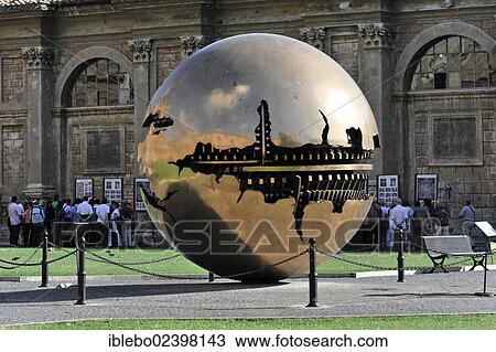 Stock Image - "Mappa Monda, Sphere within Sphere, globe, Palazzetto del Belvedere, Cortile della Pigna, Vatican Museums, Vatican, Rome, Lazio, Italy, Europe". Fotosearch