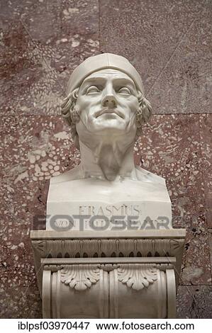 Stock Photo - "Marble bust of Erasmus of Rotterdam in the Walhalla memorial, in Donaustauf, Bavaria, Germany, Europe". Fotosearch
