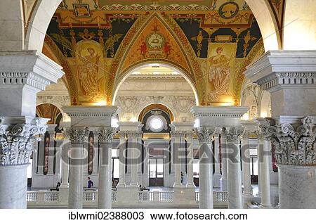 "Marble columns, marble arch, mural paintings of the Literature series, Second Floor, East Corridor, Thomas Jefferson Building, Library of Congress, Capitol, Hill, Washington DC, District of Columbia, USA" View Large Photo Image Stock Image - "Marble columns, marble arch, mural paintings of the Literature series, Second Floor, East Corridor, Thomas Jefferson Building, Library of Congress, Capitol, Hill, Washington DC, District of Columbia, USA". Fotosearch
