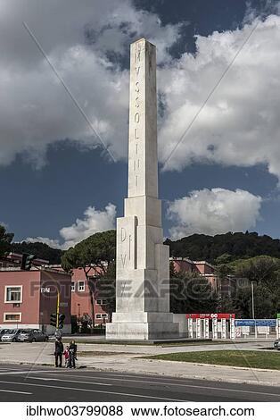 Stock Photo - "Marble Mussolini obelisk, Foro Italico, sports complex, 1928-1938, Rome, Lazio, Italy, Europe". Fotosearch