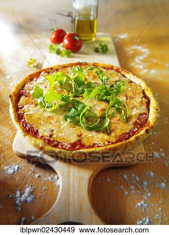 Stock Photo - Margherita pizza with rocket. Fotosearch