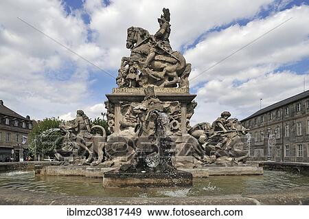 "Margrave Fountain, 1699-1705, equestrian sculpture of Margrave Christian Ernst, von Elias Rantz, in front of the New Palace, Bayreuth, Bavaria, Germany, Europe" View Large Photo Image Stock Photo - "Margrave Fountain, 1699-1705, equestrian sculpture of Margrave Christian Ernst, von Elias Rantz, in front of the New Palace, Bayreuth, Bavaria, Germany, Europe". Fotosearch