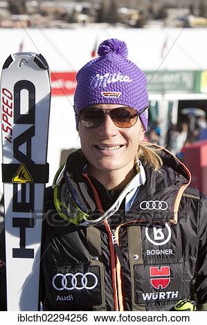 Stock Photograph - "Maria Hoefl-Riesch, a German alpine skier, portrait, Aspen, Colorado, USA". Fotosearch