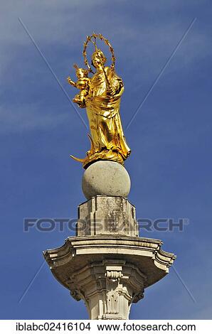 Picture - Marian column on Residenzplatz square, Eichstaett, Bavaria, Germany, Europe. Fotosearch