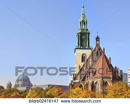 Stock Photo - Marienkirche church seen from the east, Berlin, Germany, Europe. Fotosearch