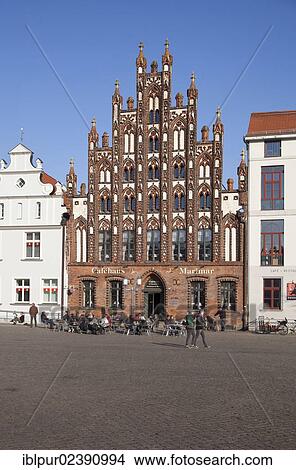 "Marimar Cafe in the historic building with a brick gable, market square of Greifswald, Mecklenburg-Western Pomerania, Germany, Europe" View Large Photo Image Picture - "Marimar Cafe in the historic building with a brick gable, market square of Greifswald, Mecklenburg-Western Pomerania, Germany, Europe". Fotosearch
