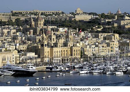 Stock Photo - "Marina and the Malta Maritime Museum, Vittoriosa, Three Cities, Malta, Europe". Fotosearch