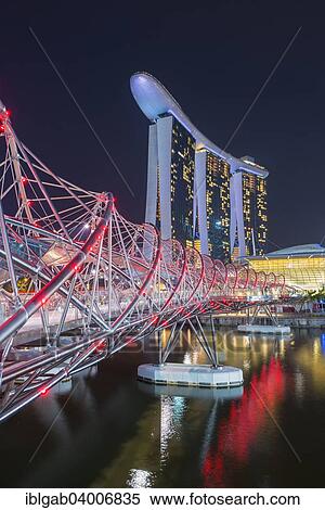 "Marina Bay Sands Hotel and the Double Helix Bridge at night, Singapore, Asia" View Large Photo Image Stock Photography - "Marina Bay Sands Hotel and the Double Helix Bridge at night, Singapore, Asia". Fotosearch