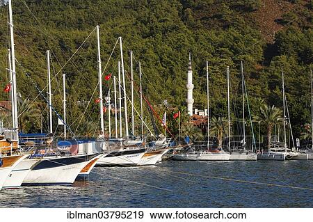 Stock Photo - "Marina in Gocek, Mugla Province, Lycian Coast, Lycia, Aegean, Turkey, Asia". Fotosearch
