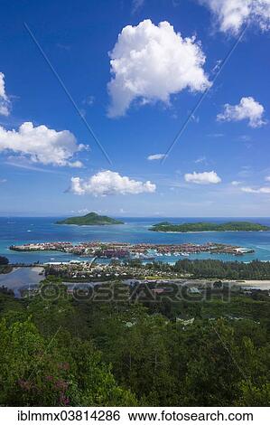 Stock Photograph - "Marina of Eden Island, in front of the islands of Sainte Anne and Ile au Cerf, Seychelles, Africa". Fotosearch