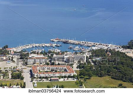Picture - "Marina of Kemer seen from Mt. Calistepe, Kemer, Lycia, Province of Antalya, Turkey, Asia". Fotosearch
