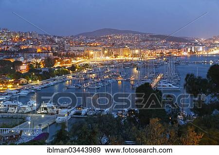 "Marina of Kusadasi at dusk, Kusadasi, Aydin province, Aegean region, Turkey, Asia" View Large Photo Image Stock Photo - "Marina of Kusadasi at dusk, Kusadasi, Aydin province, Aegean region, Turkey, Asia". Fotosearch