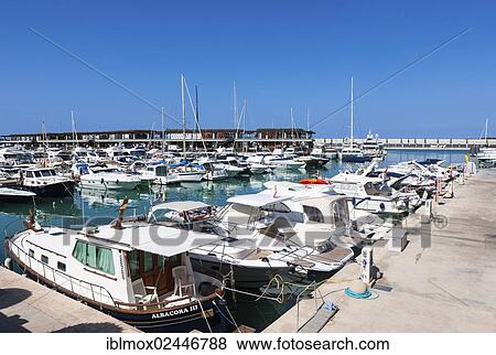 Stock Photo - "Marina of Port Adriano, designed by Philippe Starck, Port Adriano, El Toro, Mallorca, Majorca, Balearic Islands, Spain, Europe". Fotosearch