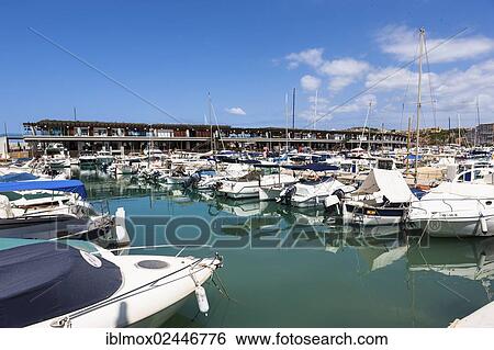 Stock Photograph - "Marina of Port Adriano, designed by Philippe Starck, Port Adriano, El Toro, Mallorca, Majorca, Balearic Islands, Spain, Europe". Fotosearch
