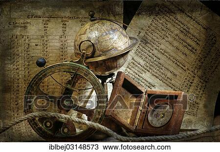 "Marine still life with old globe, compasses and rope, France, Europe" View Large Photo Image Stock Image - "Marine still life with old globe, compasses and rope, France, Europe". Fotosearch