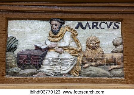 "Mark the Evangelist, wood carving, Alte Lateinschule Alfeld building, Alfeld, Lower Saxony, Germany, Europe" View Large Photo Image Stock Image - "Mark the Evangelist, wood carving, Alte Lateinschule Alfeld building, Alfeld, Lower Saxony, Germany, Europe". Fotosearch