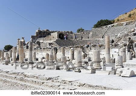Picture - "Market Basilica and Odeon of Ephesus, Ephesos, Efes, UNESCO World Heritage Site, Izmir, Turkish Aegean, Western Turkey, Turkey, Asia". Fotosearch