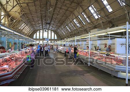 "Market hall with meat products, Central Market, Riga, Latvia, Europe" View Large Photo Image Stock Image - "Market hall with meat products, Central Market, Riga, Latvia, Europe". Fotosearch