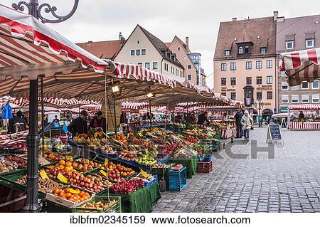 Stock Photo - "Market, Hauptmarkt square, Nuremberg, Middle Franconia, Bavaria, Germany, Europe". Fotosearch