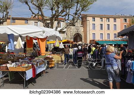 Stock Photograph - "Market in Apt city, Luberon, Vaucluse, France, Europe". Fotosearch