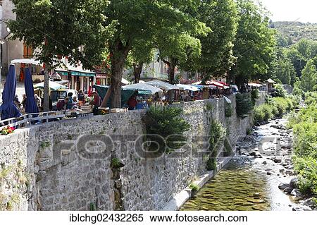 "Market in village of Pont de Montvert, Mont Lozere, Tarn valley, Lozere, Languedoc-Roussillon, France, Europe" View Large Photo Image Stock Photography - "Market in village of Pont de Montvert, Mont Lozere, Tarn valley, Lozere, Languedoc-Roussillon, France, Europe". Fotosearch