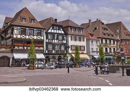 "Market place, Half-timbered houses, Alsace Wine Route, Oberehnheim, Alsace, France, Europe" View Large Photo Image Stock Photo - "Market place, Half-timbered houses, Alsace Wine Route, Oberehnheim, Alsace, France, Europe". Fotosearch