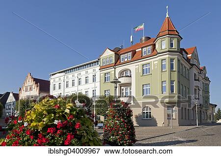 "Market place with City Hall, Bergen, Rugen, Mecklenburg-Western Pomerania, Germany, Europe" View Large Photo Image Stock Photo - "Market place with City Hall, Bergen, Rugen, Mecklenburg-Western Pomerania, Germany, Europe". Fotosearch