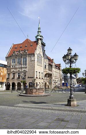 Picture - "Market Square and Town Hall, Buckeburg, Lower Saxony, Germany, Europe". Fotosearch