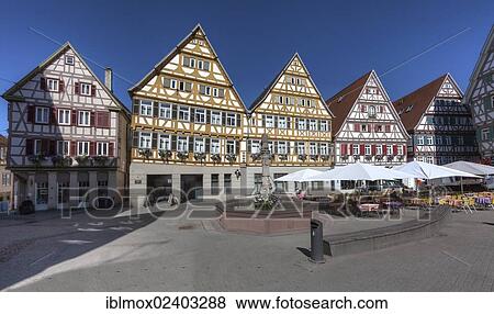 Stock Photo - "Market square of Herrenberg, Baden-Wuerttemberg, Germany, Europe, PublicGround, Europe". Fotosearch