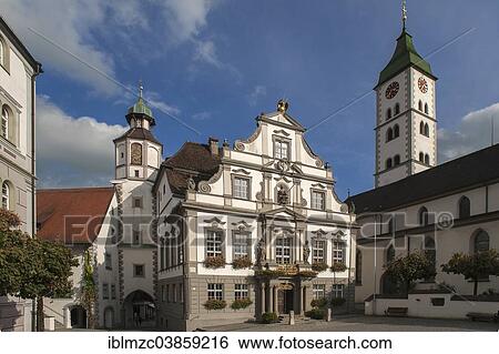 "Market square with the baroque Town Hall, 1721, St Martin's Church, right, Marktplatz street, Wangen, Allgau, Bavaria, Germany. " View Large Photo Image Stock Photograph - "Market square with the baroque Town Hall, 1721, St Martin's Church, right, Marktplatz street, Wangen, Allgau, Bavaria, Germany. ". Fotosearch