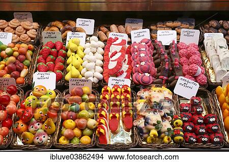 "Market stall selling sweets, old market halls, Mercat de La Boqueria, also Mercat de Sant Josep, La Rambla, Barcelona, ​​Catalonia, Spain, Europe" View Large Photo Image Picture - "Market stall selling sweets, old market halls, Mercat de La Boqueria, also Mercat de Sant Josep, La Rambla, Barcelona, ​​Catalonia, Spain, Europe". Fotosearch