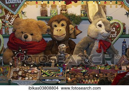 "Market stall with Steiff stuffed animals, a bear, a monkey and a rabbit, Christmas market, Dusseldorf, North Rhine-Westphalia, Germany, Europe" View Large Photo Image Picture - "Market stall with Steiff stuffed animals, a bear, a monkey and a rabbit, Christmas market, Dusseldorf, North Rhine-Westphalia, Germany, Europe". Fotosearch