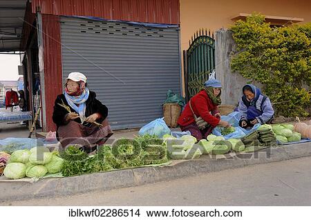"Market women selling vegetables on the market in Phonsavan, Laos, Southeast Asia, Asia" View Large Photo Image Picture - "Market women selling vegetables on the market in Phonsavan, Laos, Southeast Asia, Asia". Fotosearch