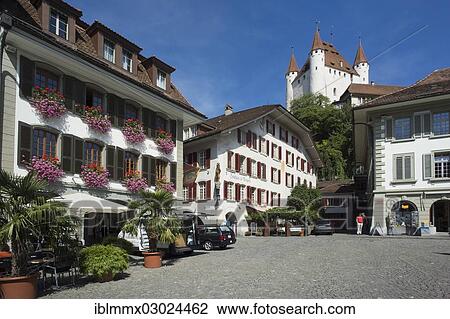 "Marketplace in front of the Thun Castle, Thun, Thun, Canton of Bern, Switzerland, Europe" View Large Photo Image Stock Image - "Marketplace in front of the Thun Castle, Thun, Thun, Canton of Bern, Switzerland, Europe". Fotosearch