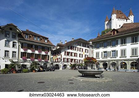 "Marketplace in front of the Thun Castle, Thun, Thun, Canton of Bern, Switzerland, Europe" View Large Photo Image Stock Image - "Marketplace in front of the Thun Castle, Thun, Thun, Canton of Bern, Switzerland, Europe". Fotosearch