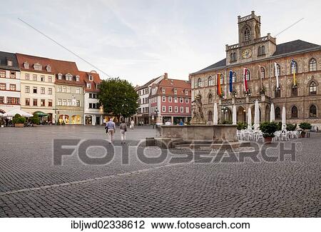 Stock Image - "Marktplatz, market square, Weimar, Thuringia, Germany, Europe". Fotosearch