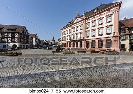 Stock Photography - Marktplatz square and Town Hall, Gengenbach, Baden-Wuerttemberg, Germany, Europe, PublicGround, Europe. Fotosearch