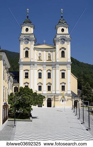 Stock Photography - "Marktplatz square, Basilica of St. Michael, Mondsee, Salzkammergut, Austria, Europe". Fotosearch