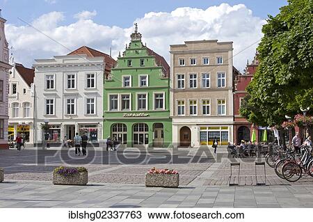 Stock Image - "Marktplatz square, Guestrow, Mecklenburgische Schweiz region, Mecklenburg-Western Pomerania, Germany, Europe". Fotosearch