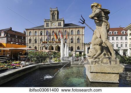 "Marktplatz square with a fountain and the Town Hall, Weimar, Thuringia, Germany, Europe" View Large Photo Image Stock Image - "Marktplatz square with a fountain and the Town Hall, Weimar, Thuringia, Germany, Europe". Fotosearch