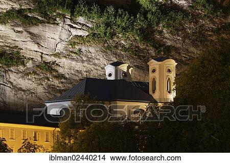 Picture - "Markuskirche, St. Mark's Church below Moenchsberg, old town, Salzburg, Austria, Europe, PublicGround, Europe". Fotosearch
