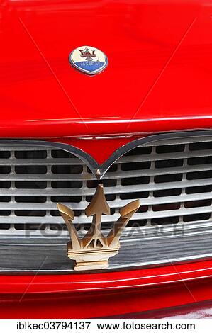 Maserati logo and emblem of trident on a car View Large Photo Image Stock Photo - Maserati logo and emblem of trident on a car. Fotosearch