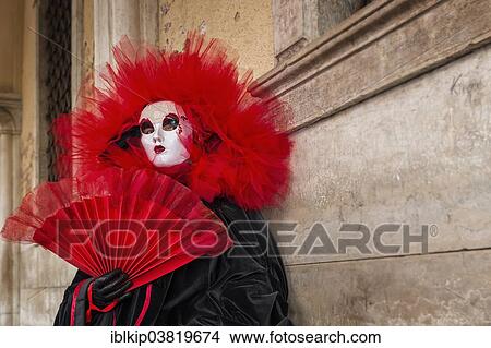 Picture - "Masked woman, Carnival of Venice, Venice, Veneto, Italy, Europe". Fotosearch