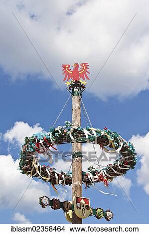 "Maypole with a crest, Teltow, Brandenburg, Germany, Europe" View Large Photo Image Picture - "Maypole with a crest, Teltow, Brandenburg, Germany, Europe". Fotosearch