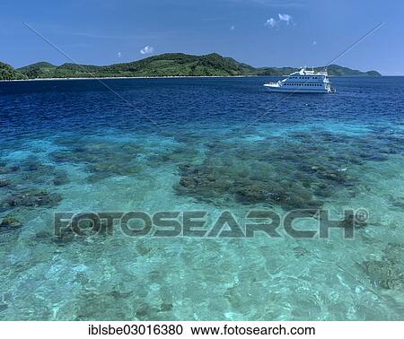 Stock Image - "MB Lagoon Explorer, excursion boat, Linapacan Strait, Palawan, Mimaropa, Philippines, Asia". Fotosearch