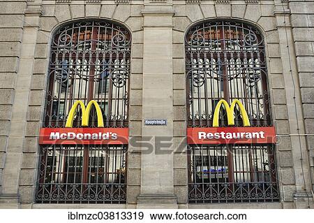 "McDonald's logos at the former post office in Erlangen, Bavaria, Germany, Europe" View Large Photo Image Stock Photo - "McDonald's logos at the former post office in Erlangen, Bavaria, Germany, Europe". Fotosearch