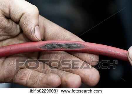 "Mechanic with worn cable on tractor which could be dangerous, England, United Kingdom, Europe" View Large Photo Image Stock Photo - "Mechanic with worn cable on tractor which could be dangerous, England, United Kingdom, Europe". Fotosearch