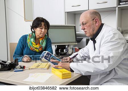 "Medical practice, doctor talking to a diabetes patient about the use of blood glucose meters, Germany, Europe" View Large Photo Image Stock Image - "Medical practice, doctor talking to a diabetes patient about the use of blood glucose meters, Germany, Europe". Fotosearch